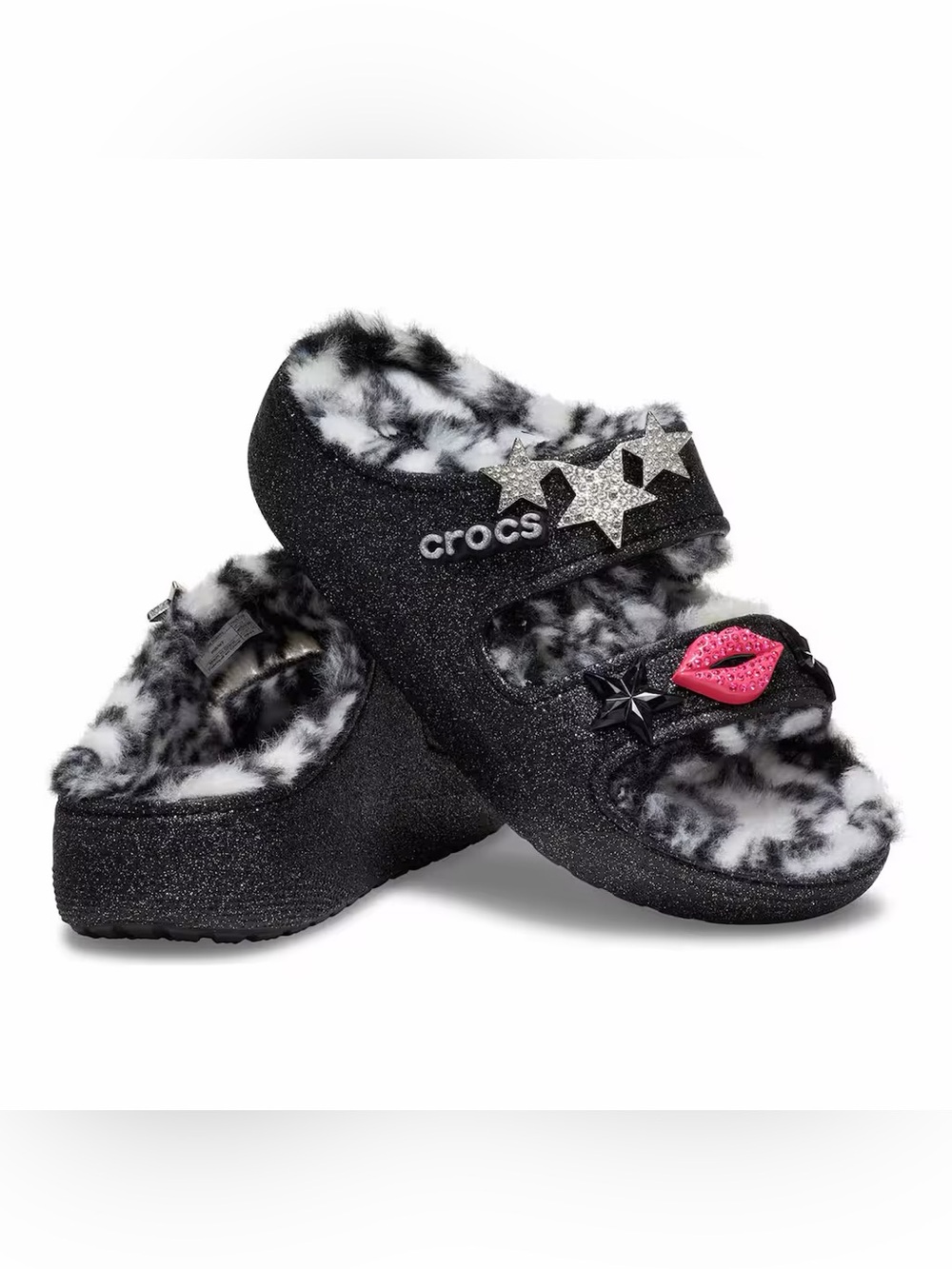 Crocs - Classic Cozzzy Disco Glitter Sandals 'Black'